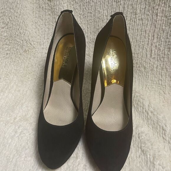 Michael Michael Kors leather suede black slip on platform heels SZ9M - Picture 3 of 8